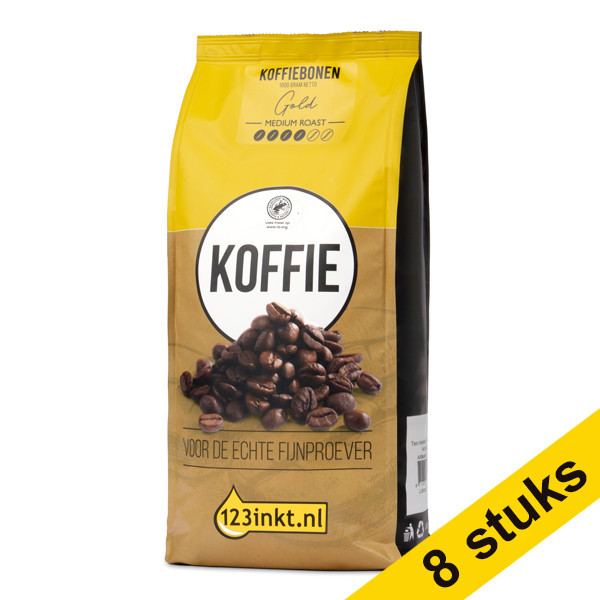 123ink Gold medium roast coffee beans, 1kg (8-pack)  301046 - 1