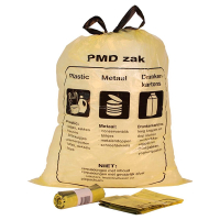 123ink LDPE yellow PMD bin bag with drawstrings, 60 litres (500-pack) 7002502 SDR06196