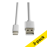 123ink Lightning white charging cable, 0.5m (3-pack)