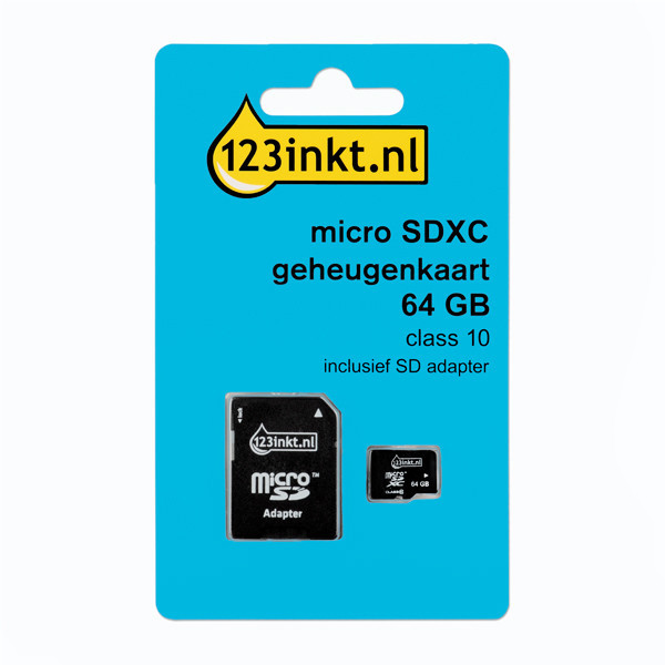 123ink Micro SDXC class 10 memory card including adapter - 64GB 300692 - 1