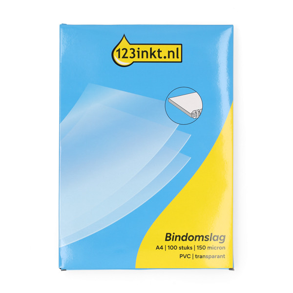123ink PVC A4 transparent binding cover, 150 microns (100-pack) 303180 - 1