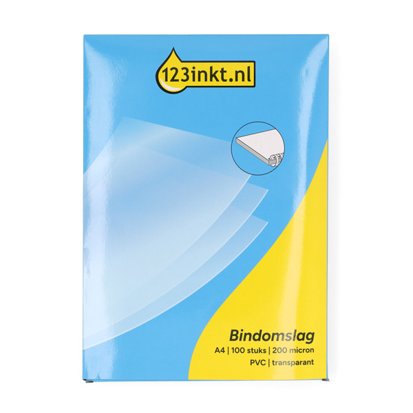 123ink PVC A4 transparent binding cover, 200 microns (100-pack) 303182 - 1