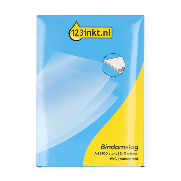 123ink PVC A4 transparent binding cover, 240 microns (100-pack) 303183 - 1