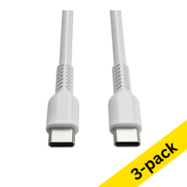 123ink USB-C to USB-C white charging cable, 1m | 3-pack 302627 - 1