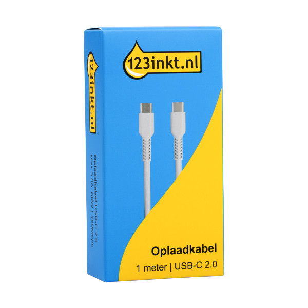 123ink USB-C to USB-C white charging cable, 1m 302268 - 2