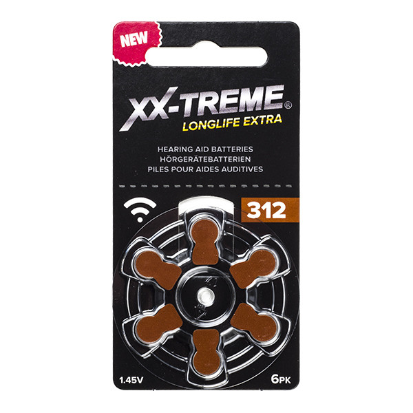 123ink XX-TREME Longlife Extra 312 / PR41 / Brown hearing aid battery | 6-pack A1200018 - 1