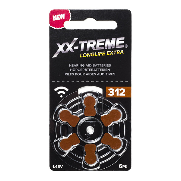 123ink XX-TREME Longlife Extra 312 / PR41 / Brown hearing aid battery (6-pack) 12A 312A 312AE 312DS 312HPX A1200018 - 1