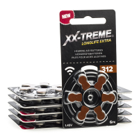 123ink XX-TREME Longlife Extra 312 / PR41 / Brown hearing aid battery (60-pack)