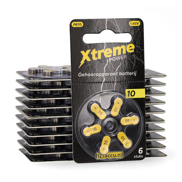 123ink Xtreme Power 10 / PR70 / Yellow hearing aid battery | 120-pack ADR00372 - 1