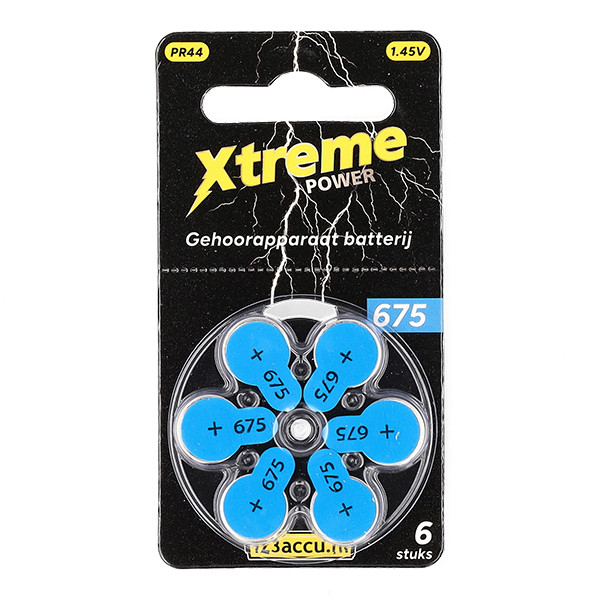 123ink Xtreme Power 675 / PR44 / Blue hearing aid battery | 6-pack ADR00361 - 1