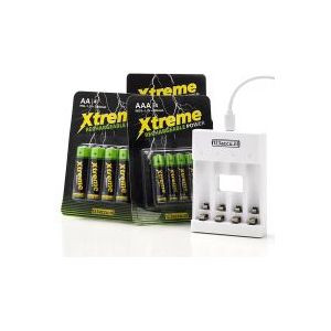 123ink Xtreme Power AAA batteries + USB Charger (4-pack) AAA HR03 ADR00077 - 1