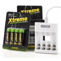 123ink Xtreme Power AA batteries + USB charger (4-pack) AA HR6 ADR00061 - 1