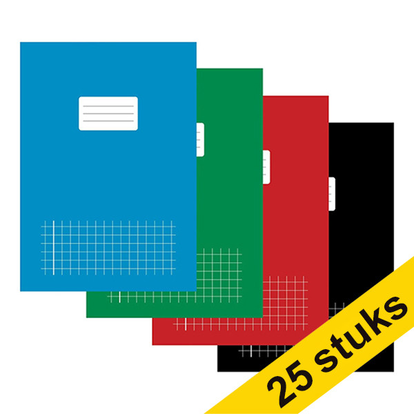 123ink assorted A4 checkered notebooks, 40 sheets (5 x 5-pack) 390680 - 1