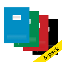 123ink assorted A4 lined notebook, 40 sheets (5 x 5-pack) 303147