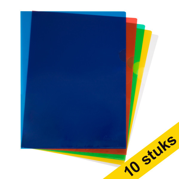 123ink assorted A4 transparent view folder 120 micron (10-pack) (10-pack)  390655 - 1