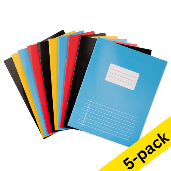 123ink assorted A5 lined notebooks, 40 sheets (5 x 10-pack)  300635 - 1