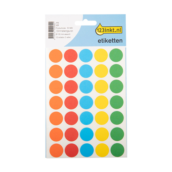 123ink assorted marking dots, Ø 19mm (105 labels) 3089C 301480 - 1