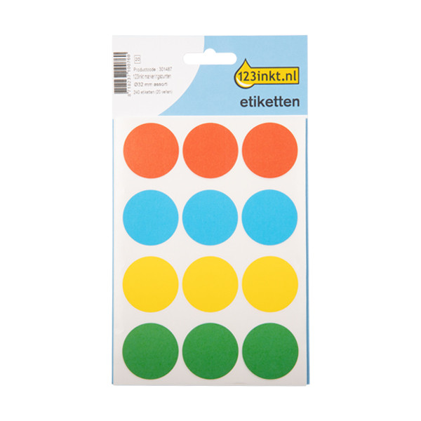 123ink assorted marking dots, Ø 32mm (240 labels)  301487 - 1