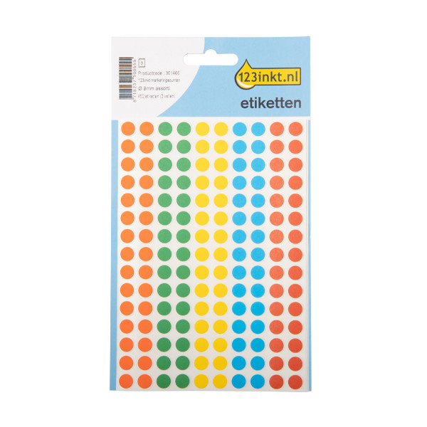 123ink assorted marking dots, Ø 8mm (450 labels) 3090C AV-PSA08MXC 301466 - 1