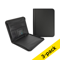 123ink black A4 writing folder with zipper and calculator (3-pack) 302258