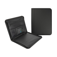 123ink black A5 writing folder with zipper and calculator 3685C 302257