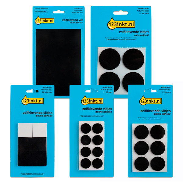 123ink black assorted self-adhesive felt pads  301027 - 1