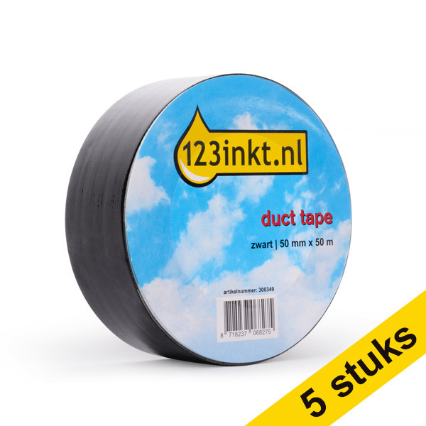 123ink black duct tape, 50mm x 50m (5-pack)  300624 - 1