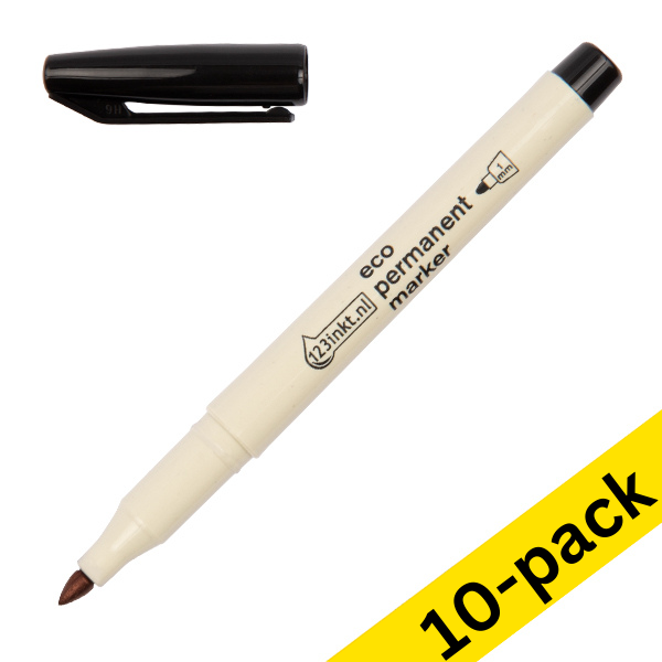 123ink black eco permanent marker (1mm round) (10-pack)  390603 - 1