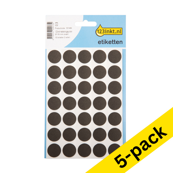 123ink black marking dots, Ø 19mm (105 labels) (5-pack)  301518 - 1