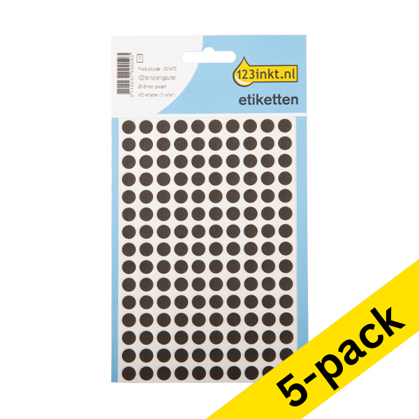 123ink black marking dots, Ø 8mm (450 labels) (5-pack)  301504 - 1