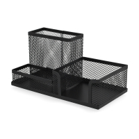 123ink black mesh desk organiser with 3 compartments 303082