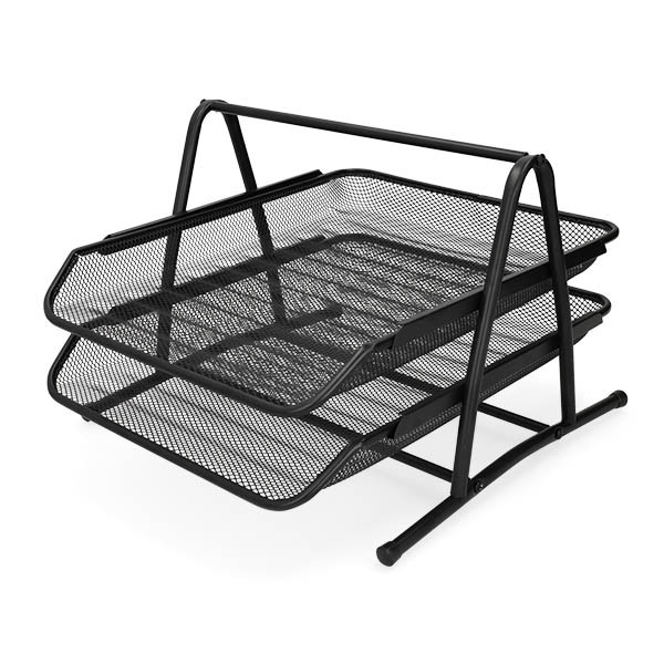 123ink black mesh letter tray with 2 compartments 303080 - 1