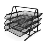 123ink black mesh letter tray with 3 compartments 303081