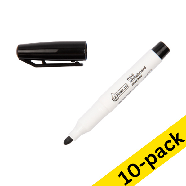123ink black mini whiteboard marker (1mm round) (10-pack)  390567 - 1