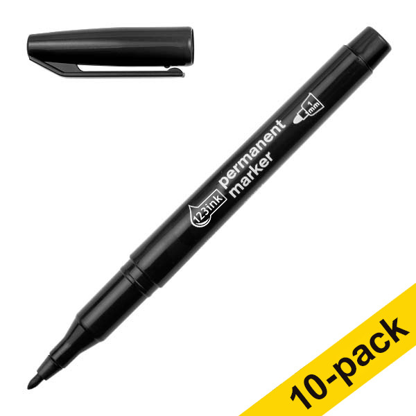 123ink black permanent marker (1mm round) (10-pack)  300892 - 1