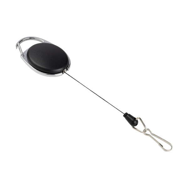 123ink black retractor with carabiner 302568 - 1