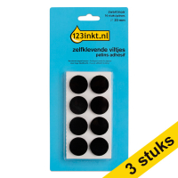 123ink black round self-adhesive felt pads, 20mm (3 x 16-pack)