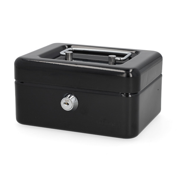 123ink black steel cash box, 15.2cm x 12.5cm x 8.1cm 302946 - 1