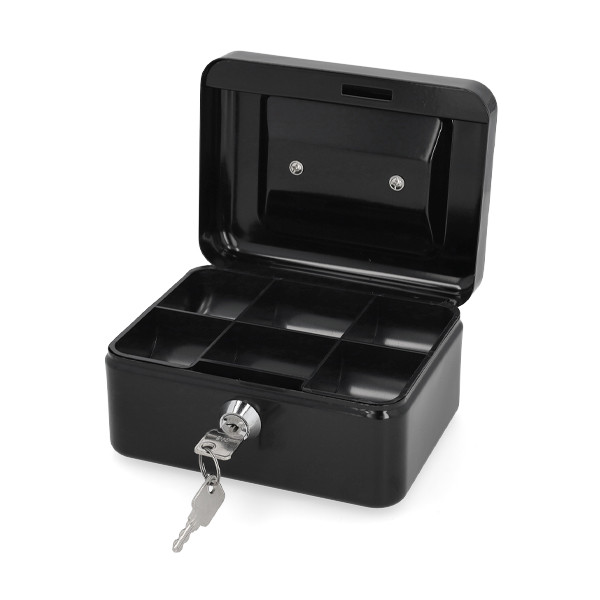 123ink black steel cash box, 15.2cm x 12.5cm x 8.1cm 302946 - 2