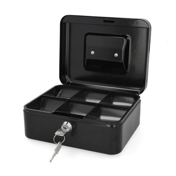 123ink black steel cash box, 20cm x 17cm x 9cm 302944 - 2