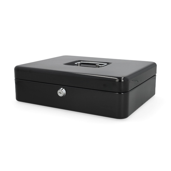 123ink black steel cash box, 30cm x 24.5cm x 9cm 302940 - 1
