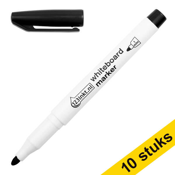 123ink black whiteboard marker (1mm round) (10-pack)  300896 - 1