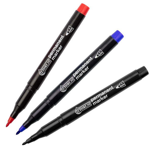 123ink black/red/blue permanent markers (1mm round)  301193 - 1