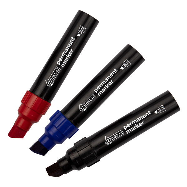 123ink black/red/blue permanent markers (5mm - 14mm chisel)  301192 - 1