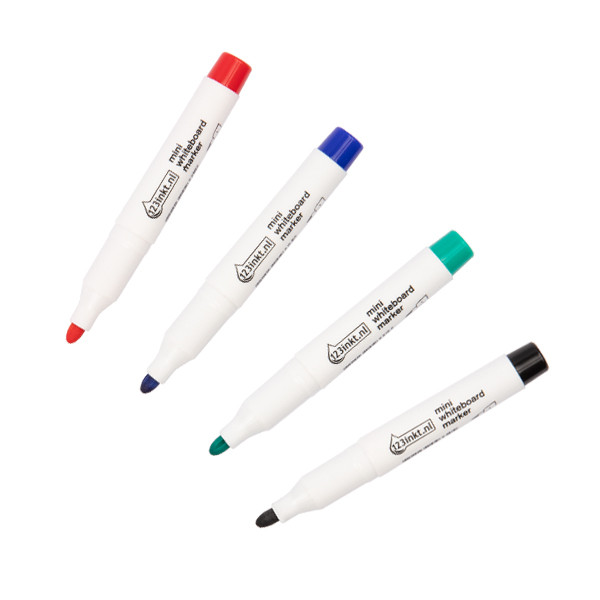 123ink black/red/blue/green mini whiteboard markers (1mm round)  390574 - 1