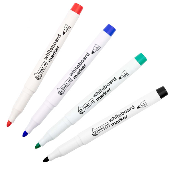 123ink black/red/blue/green whiteboard markers (1mm round) 301WP4C 301185 - 1