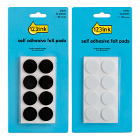 123ink black/white round self-adhesive felt pads, 20mm (32-pack)  301029