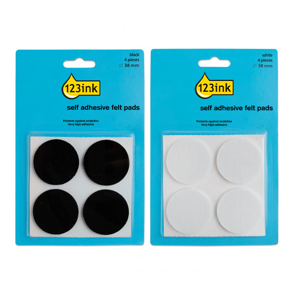 123ink black/white round self-adhesive felt pads, 28mm (24-pack)  301030 - 1