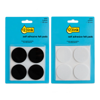 123ink black/white round self-adhesive felt pads, 28mm (24-pack)  301030