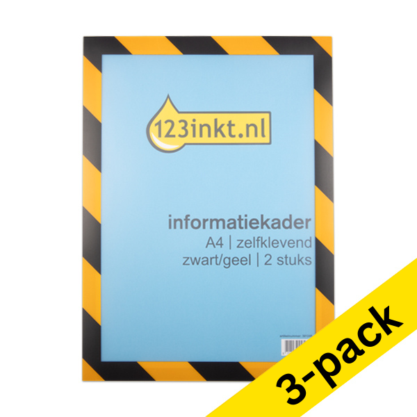 123ink black/yellow A4 self-adhesive information frame (3 x 2-pack) 301279 - 1